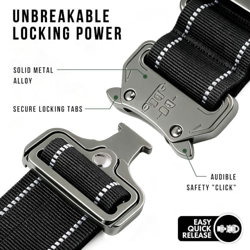 Adjustable Reflective Tactical Dog Collar for Large Dogs