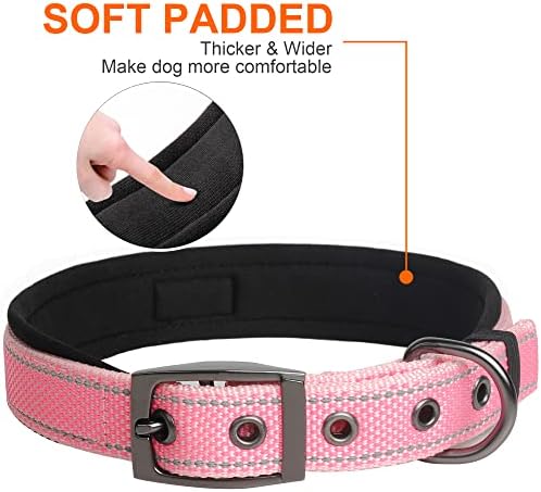 Fida Heavy Duty Dog Collar for Medium Dogs with Metal Belt Buckle, Pink