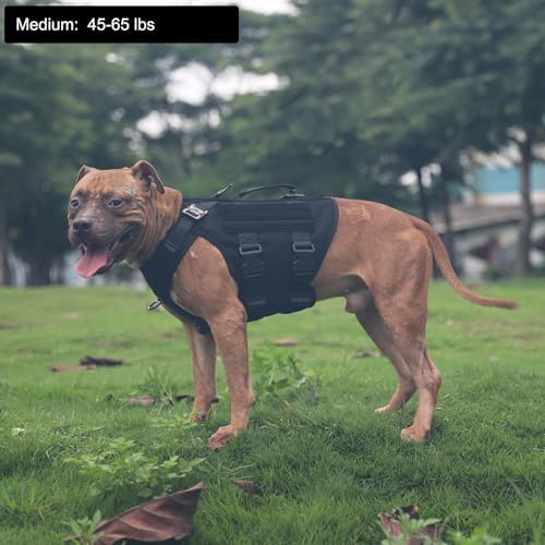 ICEFANG No Pull Tactical Dog Harness for Medium Dogs,Adjustable Dog Vest