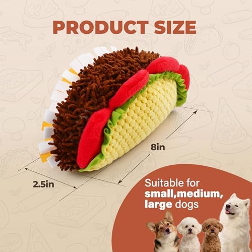 PrimePets Plush Taco Dog Toy, Dog Squeaky Toys for Small Medium Large Dogs