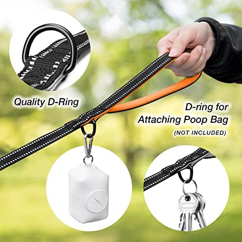 PHOEPET 5 Feet Heavy Duty Dog Leash - Reflective - Soft Padded Handle