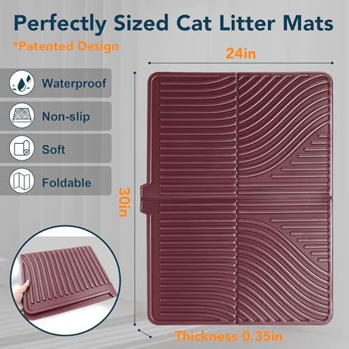 UPSKY Large Cat Litter Mat 31" x 24 Waterproof and Washable, Soft on Paws
