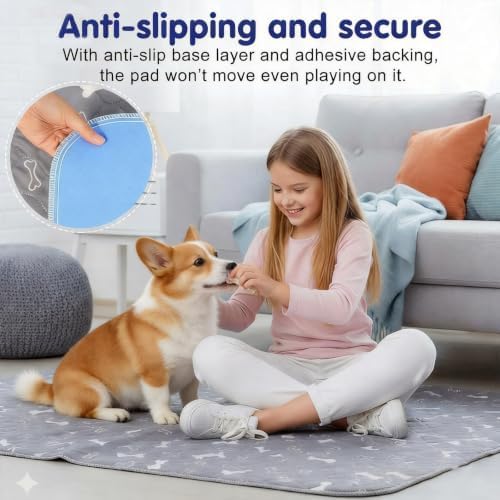 Puppy Pee Pads with Pheromones,Washable Pee Pads for Dogs,Reusable Puppy Potty Pads Washable for Dogs & Cats,Washable,Durable Leak-Proof & Anti-Slip Pet Training Pads for Home & Travel (White, L)