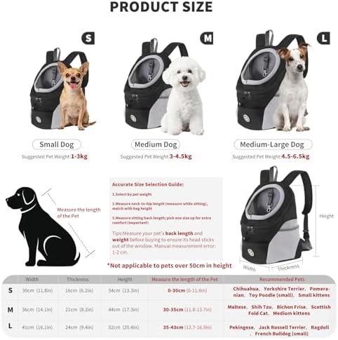 PETCUTE Pet Carrier Backpack,Breathable Dog Backpack Carrier with Adjustable Straps,Side Storage Pockets,Dog Head-Out Backpacks with Safety Belt,Puppy Front and Back Carriers for Small Dogs Cats