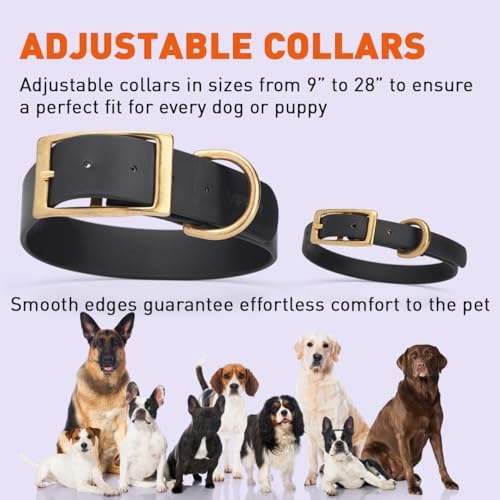 Viper Biothane Heavy Duty Waterproof Dog Collar Strong Coated Nylon Webbing w/Solid Brass Hardware Odor-Proof Easy to Clean High Performance Fits Small Medium or Large Dogs, Black