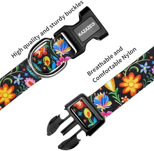 Kazazoo Dog Collar Cute and Soft Nylon Puppy Collar for Boy and Girl Dogs,Collar para Perros, Adjustable Dog Collars for Medium Dogs, Tropical-M
