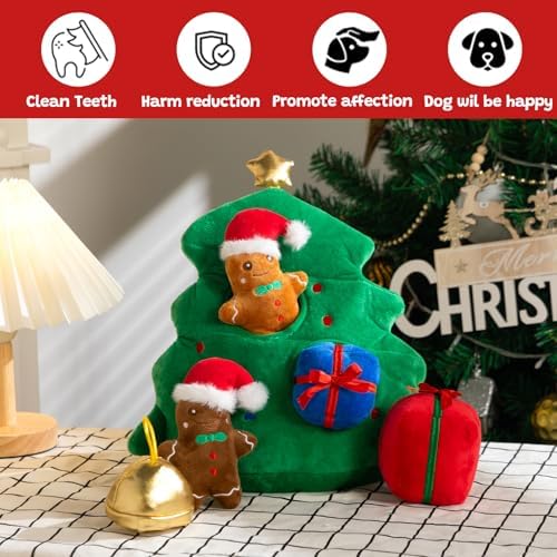 Hollypet Christmas Squeaky Hide and Seek Dog Toys for Small and Medium