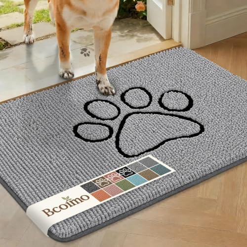 Bcoimo Super Absorbent Dog Door Mat, 30"*20" Anti Slip Mat for Muddy Paws