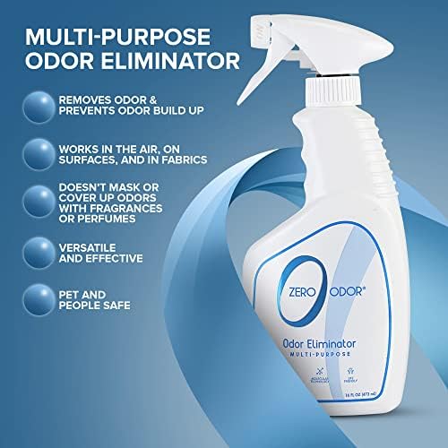 Zero Odor – Multi-Purpose Odor Eliminator - Air & Surface Odor – Patented Technology for Bathroom, Kitchen, Fabric, Closet- Smell Great Again, 16oz (Pack of 2)