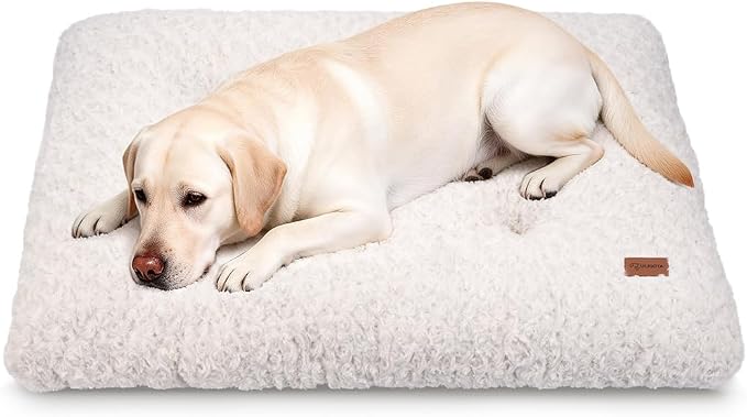 Dog Bed Crate Pad - Rosette Pattern White Velvet Pet Bed Anti-Slip Comfy Kennel Pad for Crates Rosette White XL