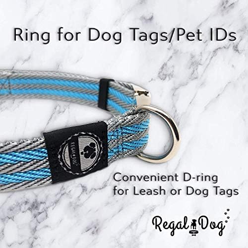 Regal Dog Products Twill Dog Collar, Small Blue/Gray Stripe