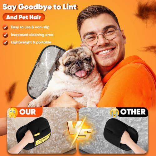 Electrostatic Pet Hair Remover Glove, Upgrade Reusable Pet Grooming Mitt, Efficiently Remove Cat & Dog Fur from Couch, Furniture, Carpet, Car Seats