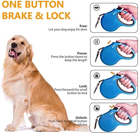 Fida Retractable Dog Leash with Dispenser and Poop Bags, 10 ft, Blue