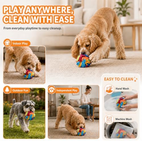 Snuffle Ball - Snuffle Ball for Small Dogs, Interactive Dog Toys to Keep Them Busy, Puppy Dog Puzzle Toy with Storage Bag Machine Washable