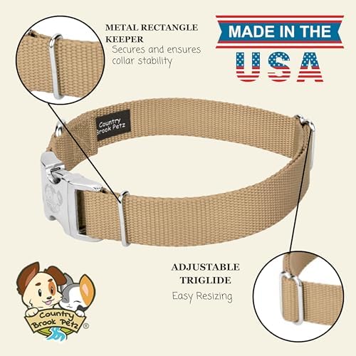 Country Brook Petz - Premium Nylon Dog Collar with Metal Buckle for Small Medium Large Breeds - 30+ Colors (Extra Large, 1 Inch, Copper Gold)