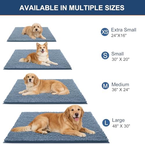 OLANLY Dog Door Mat for Muddy Paws 47x17, Extra Absorbent Chenille Mud Mat