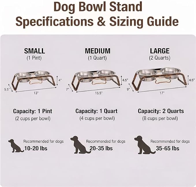 Loving Pets Elevated Dog Bowls – Raised Stainless Steel Dog Bowls with Steel Stand – Non-Skid, No Spill Feeder for Small, Medium & Large Dogs – Easy to Clean, Durable Raised Dog Feeding Station