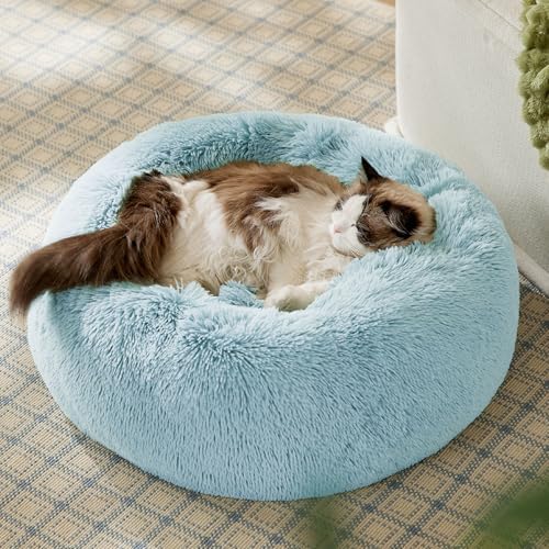 Bedsure Calming Cat Beds Donut Round Washable Kitten Bed,20 inches