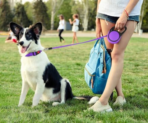 Taglory Retractable Dog Leash, One-Handed Brake, 16ft, Up to 44 lbs, Purple