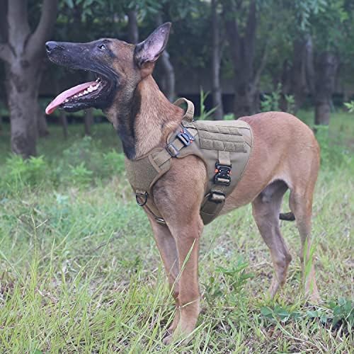 ICEFANG Tactical Dog Harness for Large Dogs,Full Metal Buckles Dog Vest