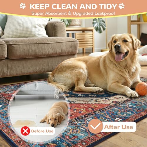Lahome Super Absorbent & Leakproof Washable Dog Pee Pads - 2 Pack Value Set - Waterproof, Non-Slip Reusable Pads for Puppy Training, Crates & Whelping (24"x24", Red)