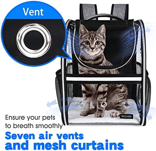 BAGLHER Cat Carrier Backpack, Airline Approved Pet Travel Carrier with Fleece Pad for Puppy and Small Animals