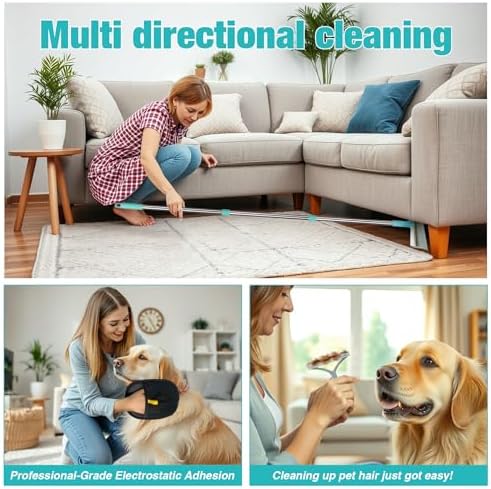 Silicone Carpet Rake for Pet Hair Removal Tool,Magic Brush Dog Hair Removal Glove,Cat Carpet Broom Rake&Pet Hair Remover Tool 3PCS/Set for Rugs, Mats, Couch, Furniture,54inch Scraper Rake