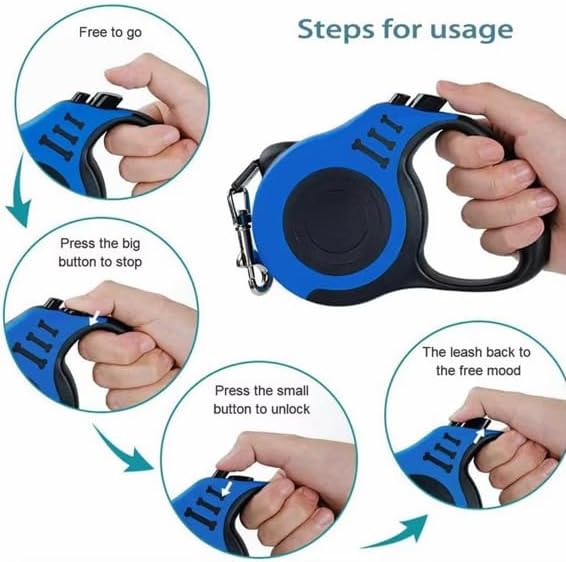 Retractable Dog Leash 16.5 ft Heavy Duty with One-Button Brake & Lock, Tangle-Free Swivel Hook, Comfortable Anti-Slip Handle for Small & Medium Dogs (Green and Black)