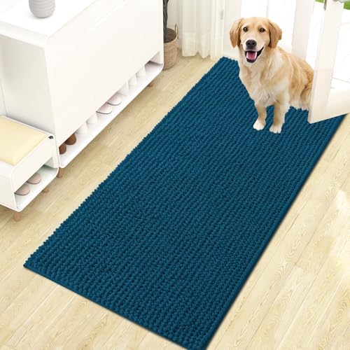 OLANLY Dog Door Mat for Muddy Paws 47x24, Extra Absorbent Chenille Mud Mat