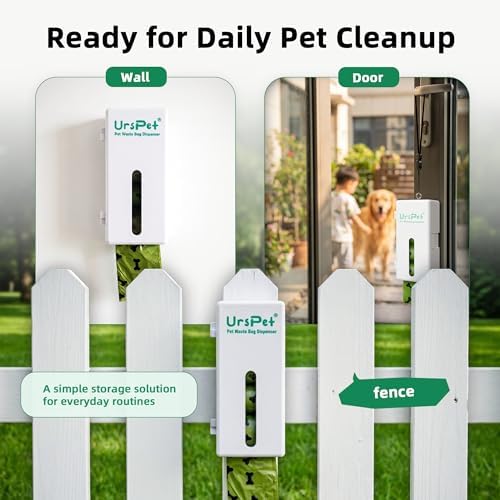 URSPET Dog Poop Bag Dispenser with 4 Rolls, Wall Mount Pet Waste Holder