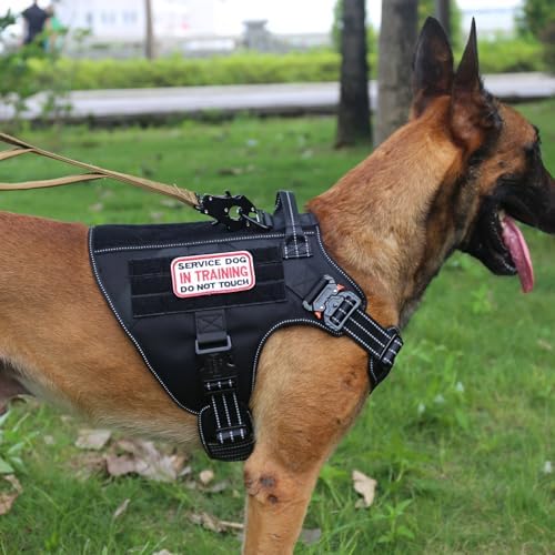 ICEFANG Tactical Dog Harness for Large Dogs,Reflective No Pull Dog Vest