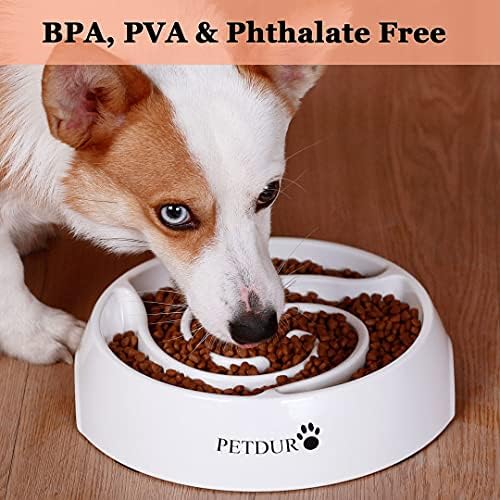 PETDURO Slow Feeder Dog Bowl - 4 Cup Heavy Duty Maze Puzzle Slow Feeding Bowl for Large Dogs