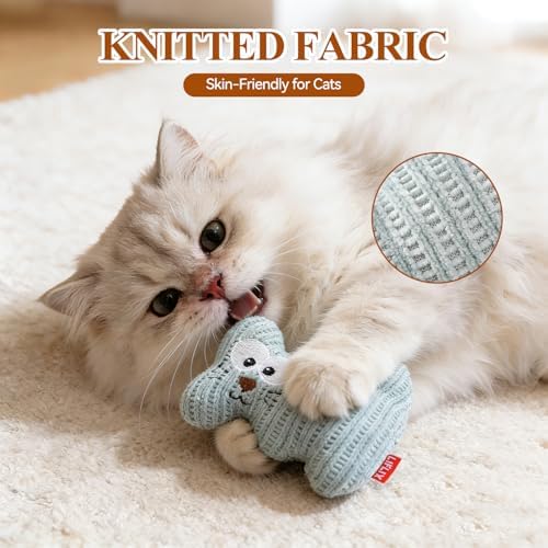 LIFLIX 3PCS Catnip Cat Toys, Cute Cat Nip Plush Toys for Indoor Cats, Interactive Small Cat Kicker Toys(3 Shapes)