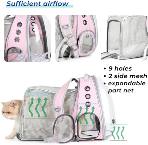 Lollimeow Cat Carrier Backpack, Expandable Bubble Pet Carrier for Cats and Small Dogs, Airline Approved Travel Backpack for Hiking, Walking & Outdoor Adventures - Supports up to 14 lbs