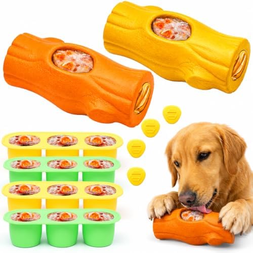 2 Pack Dog Toys for Aggressive Chewers Yellow & Orange