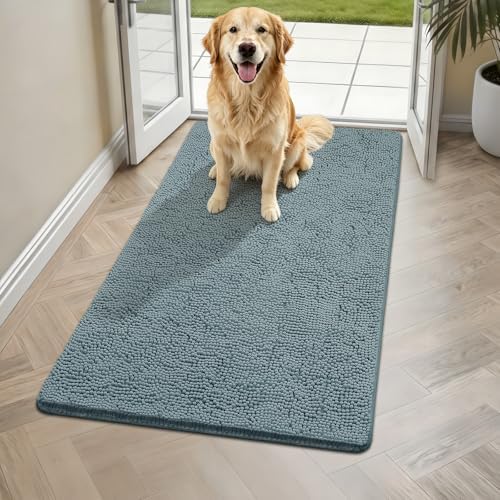 Bcoimo Super Absorbent Dog Door Mat, 48"*30" Anti Slip Mat for Muddy Paws