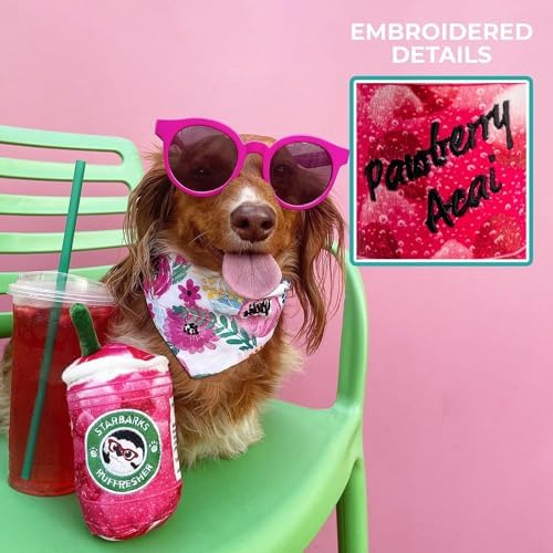 Haute Diggity Dog Starbarks Pawberry Ruffresher Plush Dog Toy, Drink Parody