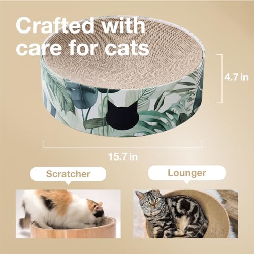 Necoichi Cat Scratcher Bowl for Indoor Cats - Cat Scratching Lounger with Reversible Usability and Extra Comfort for Lounge, Cardboard Bed Couch
