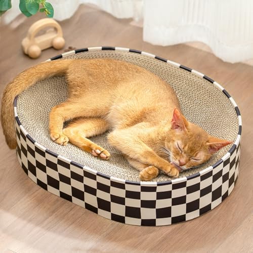 Conlun Oval Cat Scratcher Bed | Scratching Bowl Lounge for Kittens | Medium