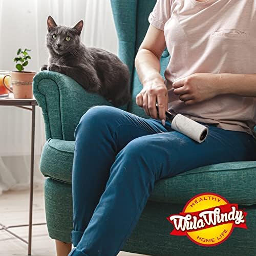 WulaWindy Extra Sticky Lint Rollers for Pet Hair, 6 Rolls, 2 Handles