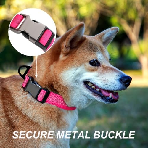 Personalized Dog Collars with Name and Phone Number, Durable Metal Buckle, Soft Neoprene Padded Reflective Nylon Collar for Large Medium and Small Dogs (Classic Version)