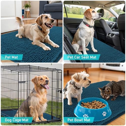 OLANLY Dog Door Mat for Muddy Paws 59x32, Super Absorbent Chenille Mud Mat