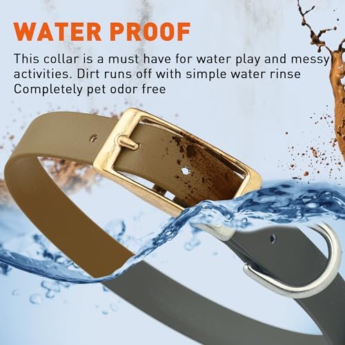 Viper Biothane Heavy Duty Waterproof Dog Collar Strong Coated Nylon Webbing w/Solid Brass Hardware Odor-Proof Easy to Clean High Performance Fits Small Medium or Large Dogs, Coyote Brown