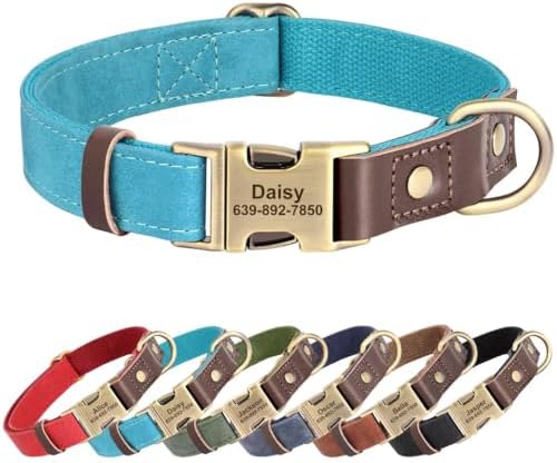Personalized Dog Collars, Quick Release Buckle, Light Blue,S