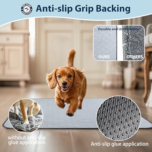 Washable Pee Pads for Dogs, Reusable Puppy Pads 34x36, 3 Pack, White Grey