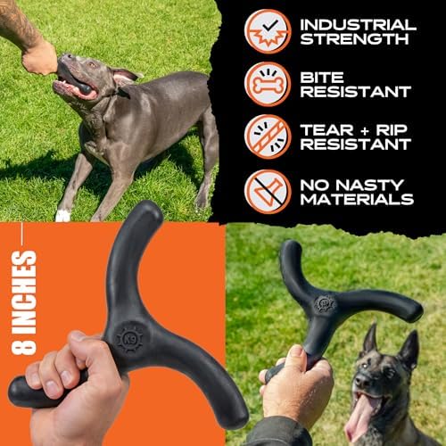 Monster K9 Indestructible Dog Toy – Lifetime Replacement - Durable Chew Toy for Aggressive Chewers - Safe Non-Toxic Natural Rubber - Chew, Tug & Fetch - Tough, Heavy Duty - Med/Large Breed, 8” Wide