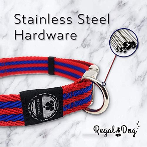 Regal Dog Products Twill Dog Collar, Small Red/Blue Stripe