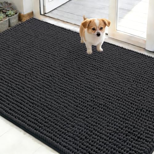 OLANLY Dog Door Mat for Muddy Paws 48x30, Extra Absorbent Chenille Mud Mat