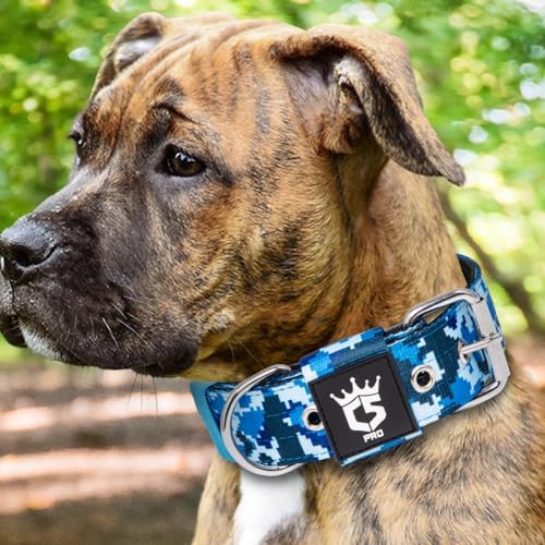 TSPRO Heavy Duty Thick Dog Collar with Metal Buckle for Medium Dogs