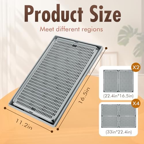 2Pack Cat Litter Box Step, Litter Catcher, Expandable Interlock Litter Mat, Washable Easy Clean, Waterproof & Urine Proof, Dark Grey